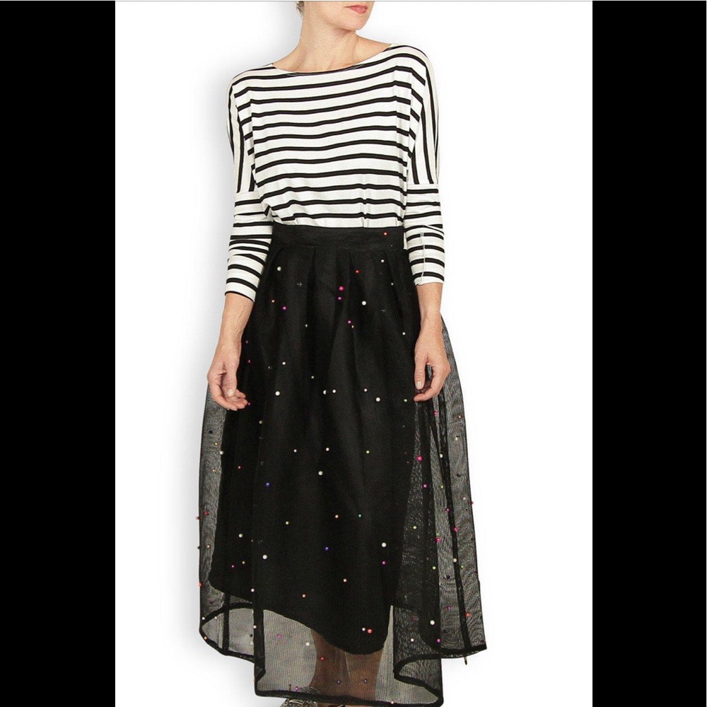 NWT Buru Skirt Collection Black Party Pearls